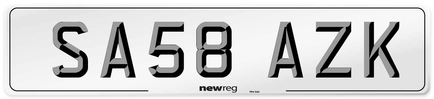 SA58 AZK Number Plate from New Reg
